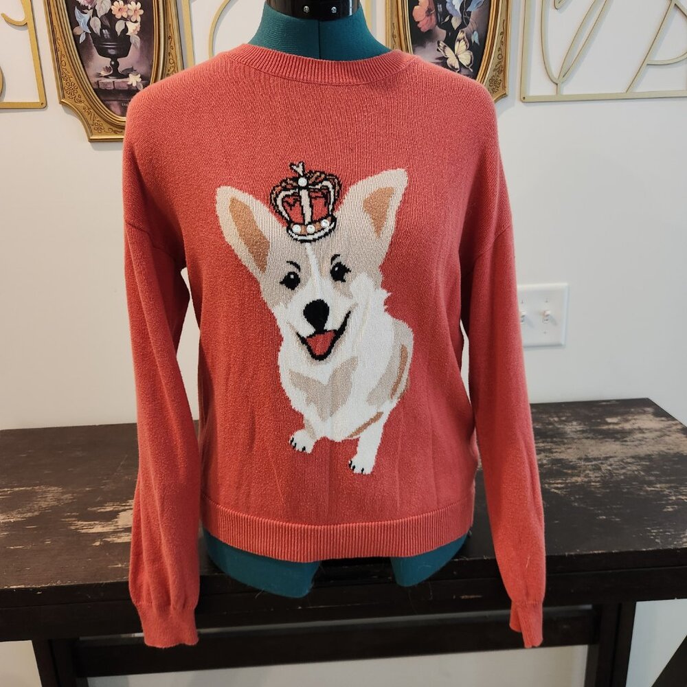 Orange Corgi Long Sleeve Sweater